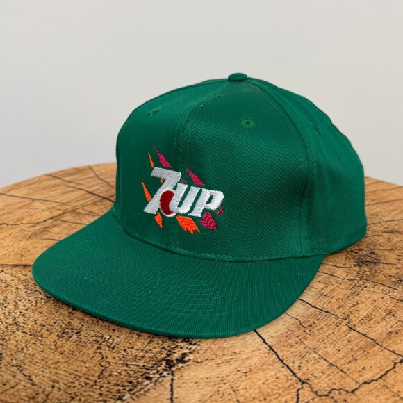 Rare Vintage 7UP Embroidered Green Snapback Hat - Picture 1 of 9
